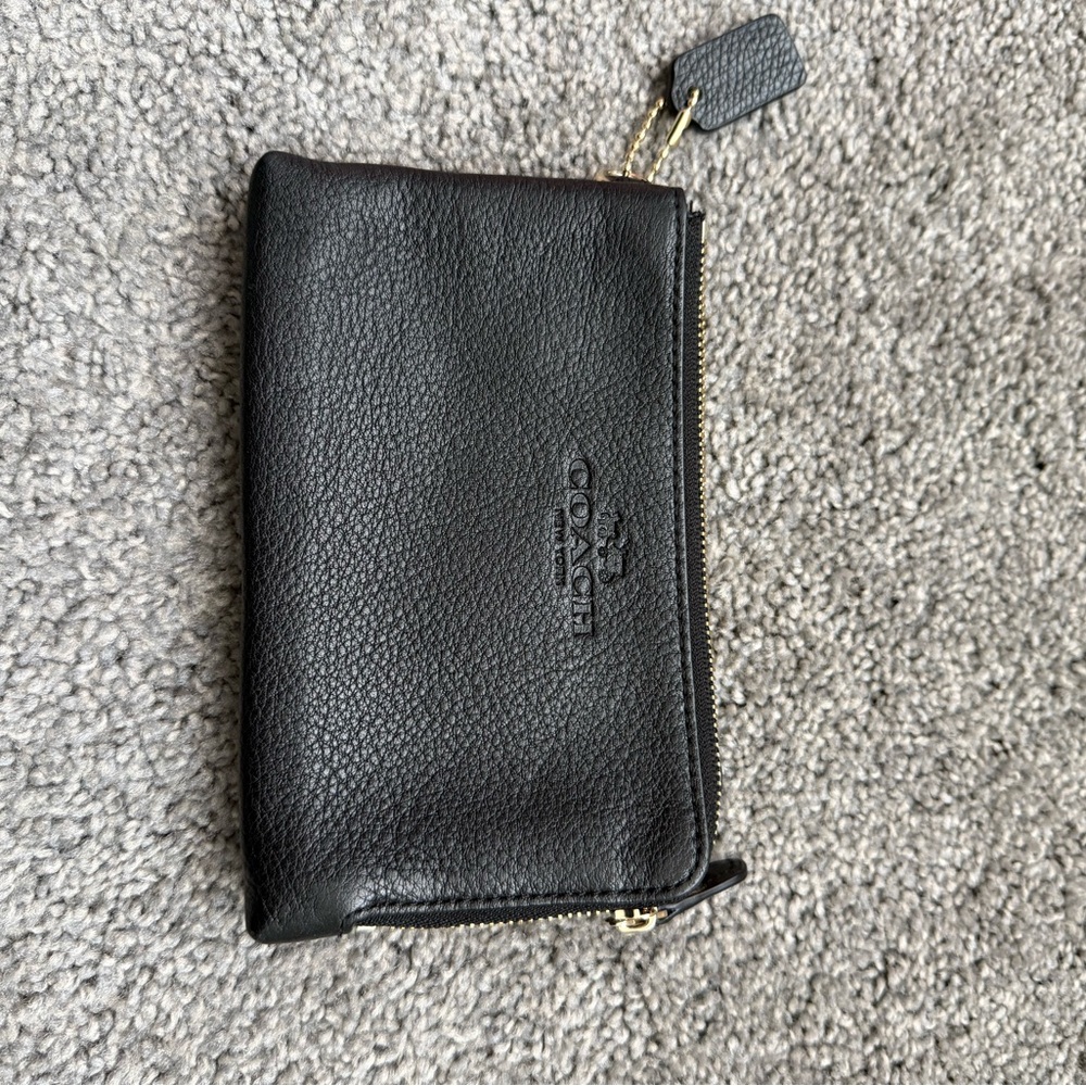 Coach Black Pebbled Leather Pouch